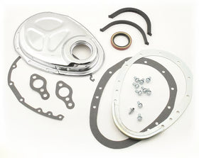 Mr. Gasket 2 Piece Quick Change Timing Cover - Chrome 1955-1991 Small Block Chevrolet 265-400