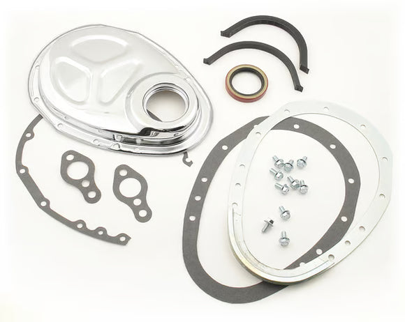 Mr. Gasket 2 Piece Quick Change Timing Cover - Chrome 1955-1991 Small Block Chevrolet 265-400