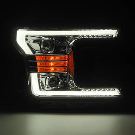AlphaRex 18-20 Ford F-150 LUXX LED Proj Headlights Plank Style Chrome w/Activ Light/DRL - 0