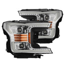 AlphaRex 18-20 Ford F-150 LUXX LED Proj Headlights Plank Style Chrome w/Activ Light/DRL-1