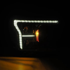 AlphaRex 18-20 Ford F-150 (Req. Conv F150 w/LED) LUXX LED Proj HL Alpha-Blk w/Actv Lt Seq Sig SB DRL - 0