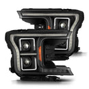 AlphaRex 18-21 Ford F150 PRO-Series Projector Headlights - Black w/DRL & Seq Signal-1