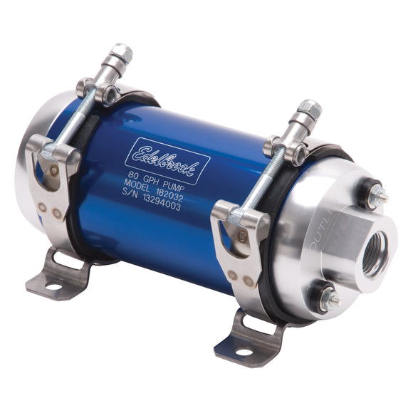 EDELBROCK QUIET-FLO EFI IN-LINE BLUE ELECTRIC FUEL PUMP - 80 GPH