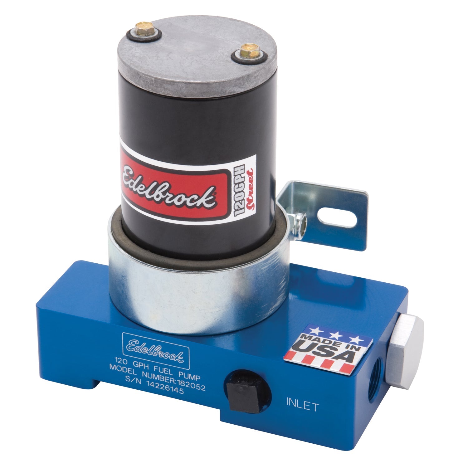 Edelbrock Fuel Pump Electric Quiet-Flo Carbureted 120GPH 3/8In In 3/8In Out 120 GPH Blue - 0