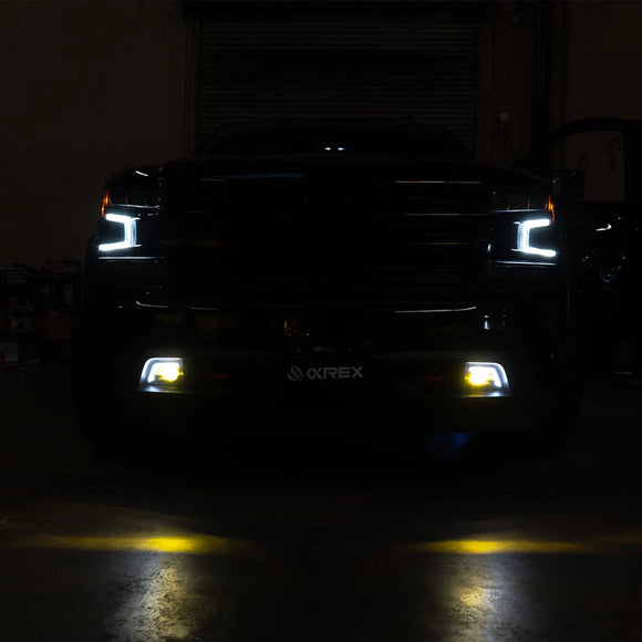 AlphaRex 19-23 Chevrolet Silverado 2500/3500HD DoubleTap Dual Color LED Projector Fog Lights