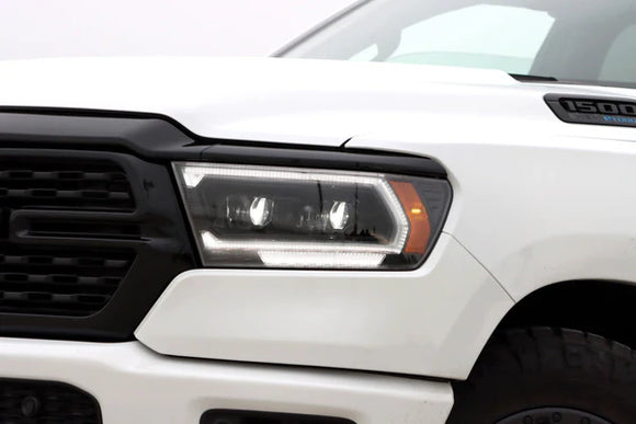 AlphaRex 19-22 Dodge Ram 1500 LUXX LED Proj Headlights Black w/Seq Activation Light/Seq Signal/DRL