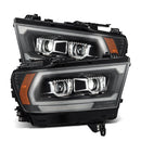 AlphaRex 19-22 Dodge Ram 1500 PRO-Series Projector Headlights Black w/Seq Signal/DRL-1