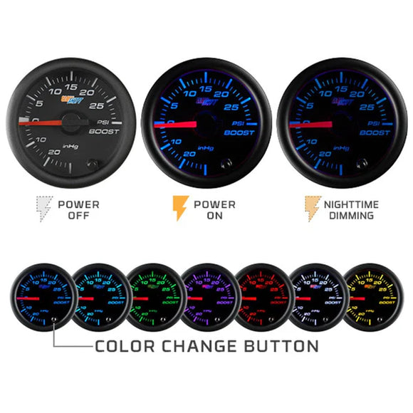 GlowShift Gauges Black 7 Color 3-3/4" In-Dash Kilometer Speedometer Gauge | GS-C717-KM