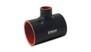 Vibrant 4 Ply Reinforced Silicone T Adapter - 2in Outlet ID x 4in OAL x 1in Branch ID (BLACK)-1
