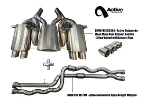 F80/F82 Exhaust Bundle equal length (rear + EL midpipe) brushed tips 2014+ M3 / M4