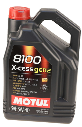 Motul 8100 X-CESS GEN2 Synthetic 5W-40 Motor Oil, 5 Liter - 0