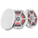 DS18 Hybrid Marine Speaker w/ Driver And RGB LEDs 6.5in 2-Way 250 Watts RMS 4 ohm White w/ Covers-1