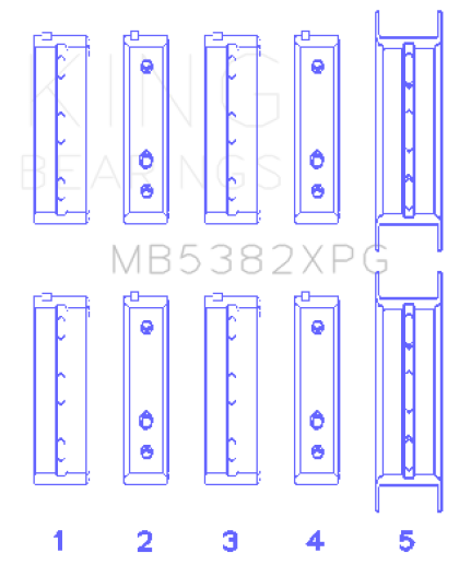 King Subaru EJ20/EJ22/EJ25 (For Thrust in #5 Position) Performance Main Bearing Set - Size STD - 0