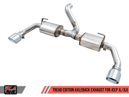 AWE Tread Edition Axleback Dual Exhaust for Jeep JL/JLU 3.6L/2.0T - Chrome Silver Tips