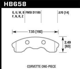 Hawk 06-10 Chevy Corvette (Improved Pad Design) Front Ceramic Sreet Brake Pads - 0