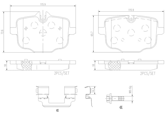 Brembo 17-24 BMW 530e/ 540i/ 740i xDrive Premium NAO Ceramic OE Equivalent Pad - Rear