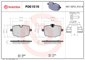 Brembo 18-20 BMW 530e/17-23 540i/17-22 740i xDrive Premium NAO Ceramic OE Equivalent Pad - Rear 34216870552 - 0