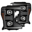 AlphaRex 20-22 Ford F-250/350/450/550 SD LUXX-Series LED Proj Headlights Bk w/Acv Light SS & SBDRL-1