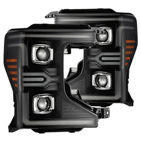 AlphaRex 20-22 Ford F-250/350/450/550 SD LUXX-Series LED Proj Headlights Bk w/Acv Light SS & SBDRL
