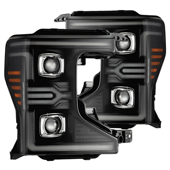 AlphaRex 20-22 Ford F-250/350/450/550 SD LUXX-Series LED Proj Headlights Bk w/Acv Light SS & SBDRL