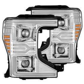 AlphaRex 20-22 Ford F-250/350/450/550 SD LUXX-Series LED Proj Headlights Chrome w/SS & SBDRL