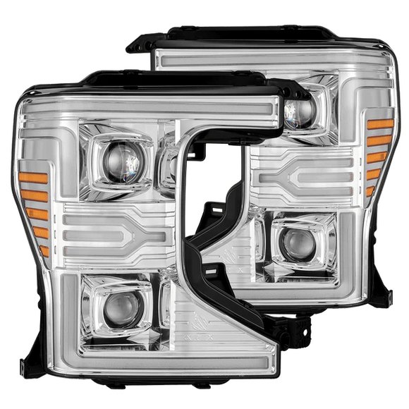 AlphaRex 20-22 Ford F-250/350/450/550 SD LUXX-Series LED Proj Headlights Chrome w/SS & SBDRL