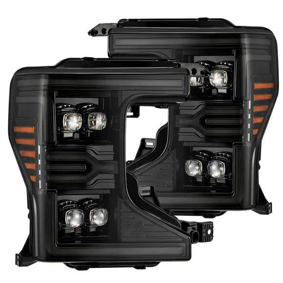AlphaRex 20-22 Ford F-250/350/450 SD NOVA-Series LED Proj Headlights Alpha-Bk w/Acv Light SS & SBDRL