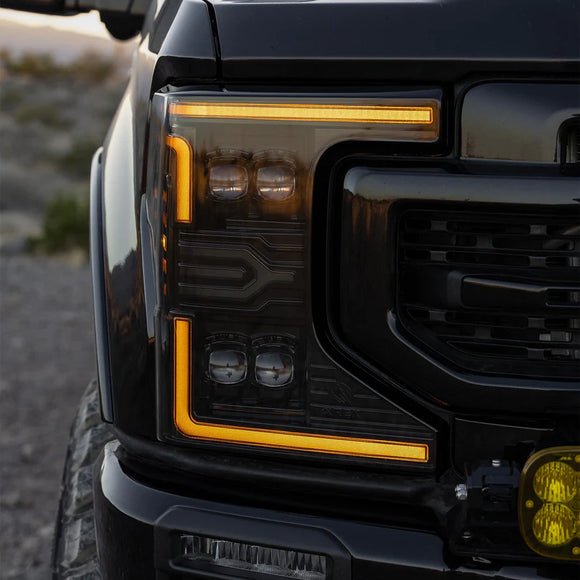 AlphaRex 20-22 Ford F-250/350/450 SD NOVA-Series LED Proj Headlights Alpha-Bk w/Acv Light SS & SBDRL