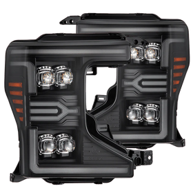 AlphaRex 20-22 Ford F-250/350/450 SD NOVA-Series LED Proj Headlights Bk w/Actv Light SeqSig & SBDRL