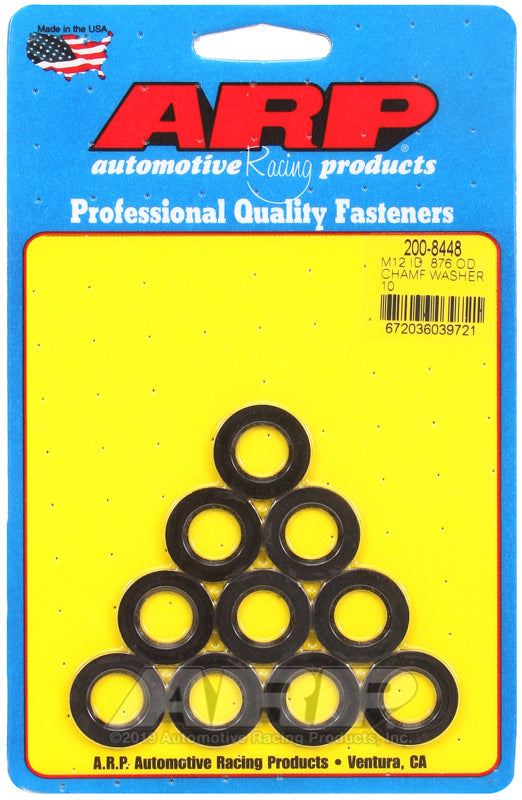 ARP M12 ID x 0.86 OD Chamfer Black Washer - Pack of 10