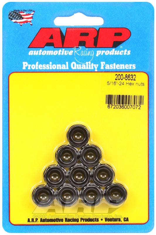 ARP 5/16 - 24 Hex Nut Kit (10 Pkg) Black Oxide
