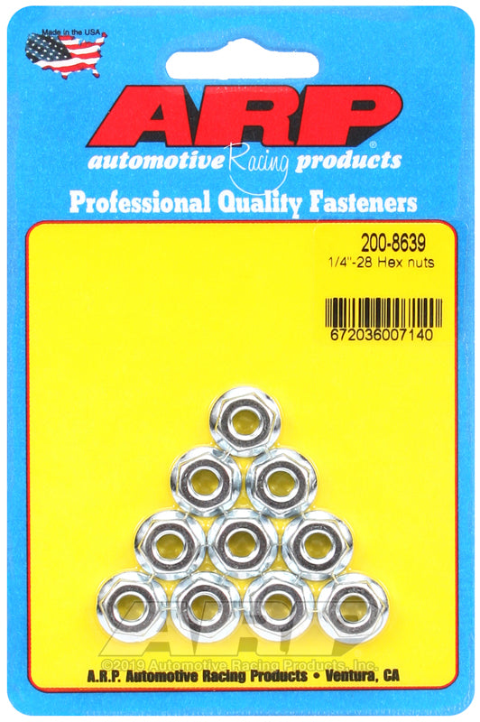 ARP 1/4-28 SS Flanged Hex Nut Kit - 10 Pack