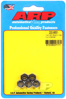 ARP 1/4-28 Black Coarse Hex Nut Kit (5/PKG)