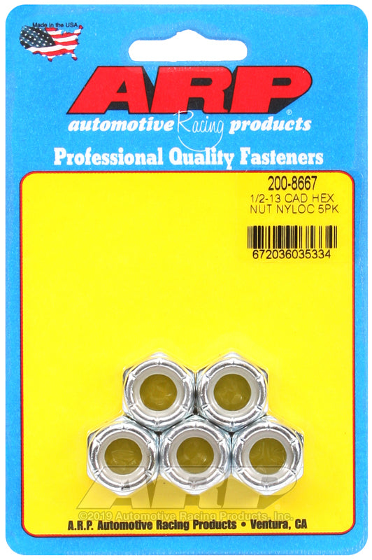1/2-13 BLK HEX NUT NYLOC 5PK