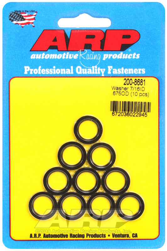 ARP 7/16in ID 5/8in OD Machined Chamfer Black Washer - 10 Pack