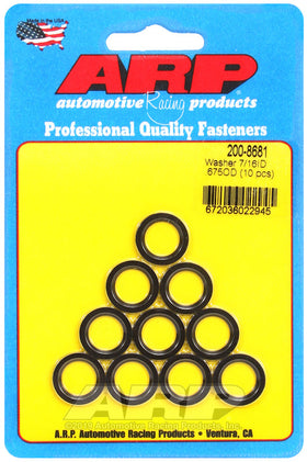ARP 7/16in ID 5/8in OD Machined Chamfer Black Washer - 10 Pack