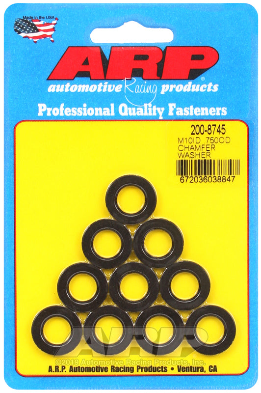 ARP M10 ID .750 OD Black Chamfer Black Washers (10 pack)
