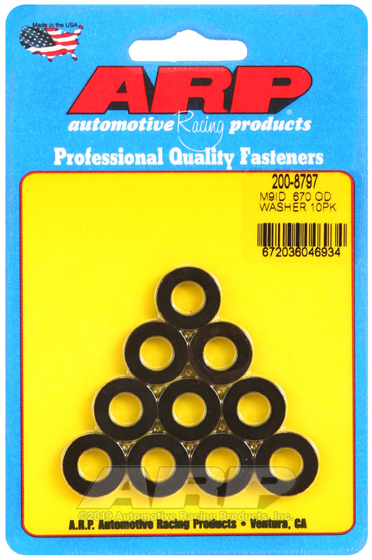ARP M9 ID 0.670 OD Chamfer Black Washers (10 pack)