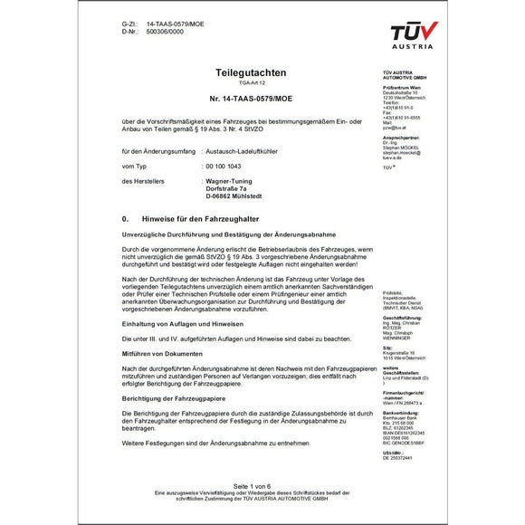 Wagner Tuning BMW F20/F30 EVO1 Competition Intercooler