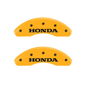 MGP Front set 2 Caliper Covers Engraved Front Honda Yellow finish black ch