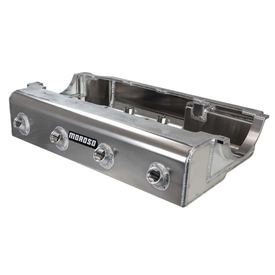 OIL PAN, BBC MARK IV, MARINE, DRY SUMP, 4 PICK UP, ALUM., 5 INCH, W PUMP NOTCH