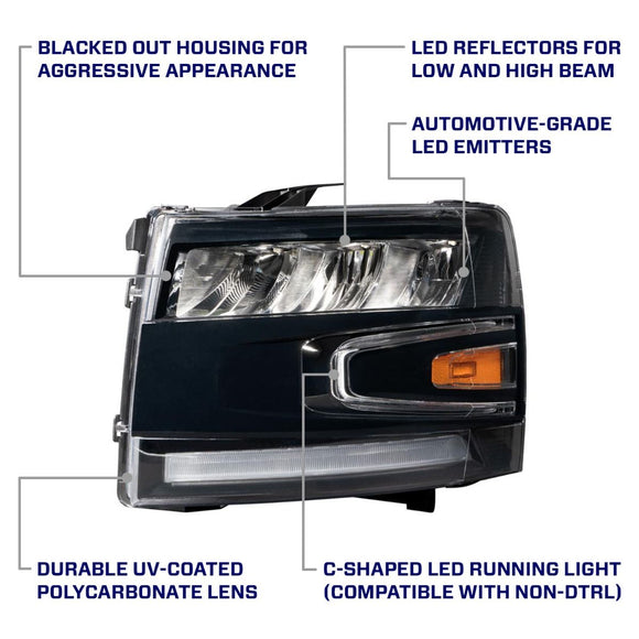 Form Lighting 2007-2013 Chevrolet Silverado LED Reflector Headlights (Pair)