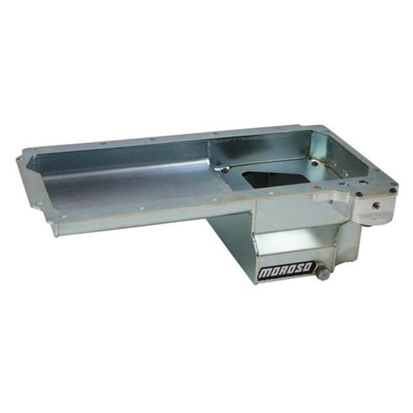 Moroso GM LS Swap/Early F-Body (w/Rear Sump/Spin-On Filter Adapter) Wet Sump 6in Steel Oil Pan - Blk