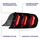Form Lighting 2015-2023 Ford Mustang LED Tail Lights Red (Pair)-4