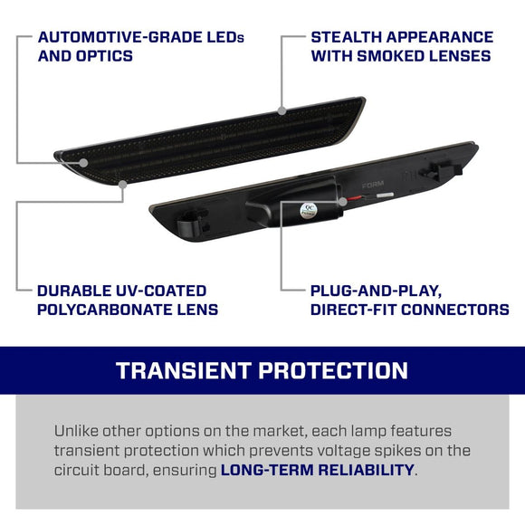 Form Lighting 2015 Mustang LED Sidemarkers Smoked (Pair)
