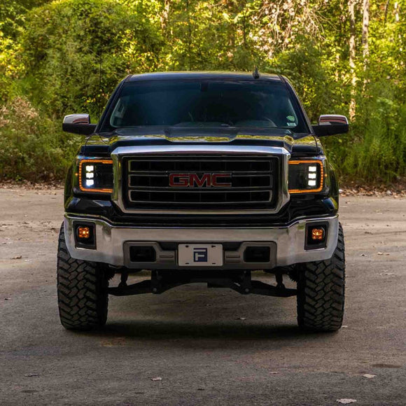 Form Lighting 2014+ GMC Sierra 1500/2500/3500 LED Projector Headlights Amber DRL (Pair)