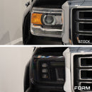 Form Lighting 2014+ GMC Sierra 1500/2500/3500 LED Projector Headlights Amber DRL (Pair)-4