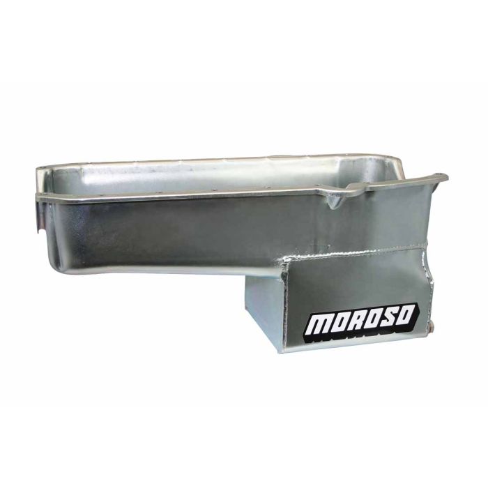 Moroso Pre-80 Chevrolet Small Block (w/Driver Side Dipstick) Wet Sump 7qt 9.5in Steel Oil Pan - Blk