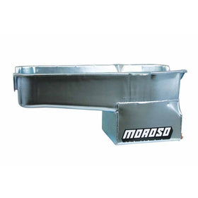 Moroso 80-85 Chevrolet SBC (w/Passenger Side Dipstick) Wet Sump 7qt 9.5in Steel Oil Pan - Black