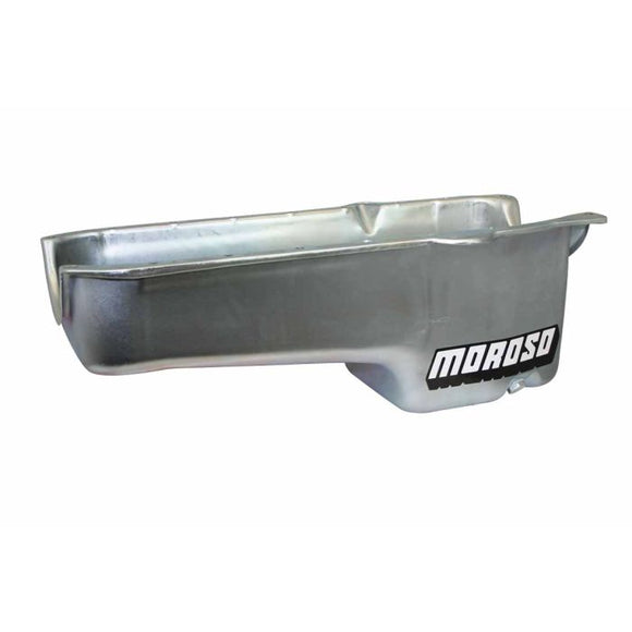 Moroso 80-85 Chevrolet Small Block (w/Pssngr Side Dipstick) Wet Sump 5qt 7.5in Steel Oil Pan - Black